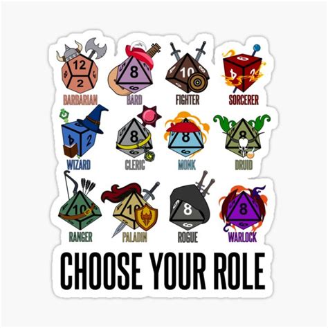 "D&D Character Class Hit Dice" Sticker for Sale by McPod | Redbubble