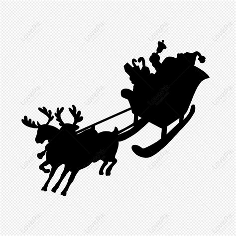 Christmas Santa Reindeer Sleigh Silhouette, Santa Claus, Reindeer, Santa Reindeer Sleigh PNG ...