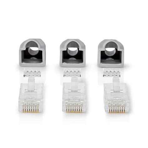 RJ45-Connector | Male | Solid UTP CAT6 | Recht | Verguld | 10 Stuks | PVC | Grijs | Window Box ...