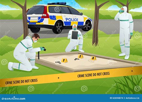 Forensic Working on a Crime Scene Stock Vector - Illustration of line ...