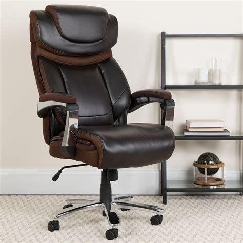 Brown LeatherSoft Executive Swivel Office Chair with Headrest and Wheels - Walmart.com - Walmart.com