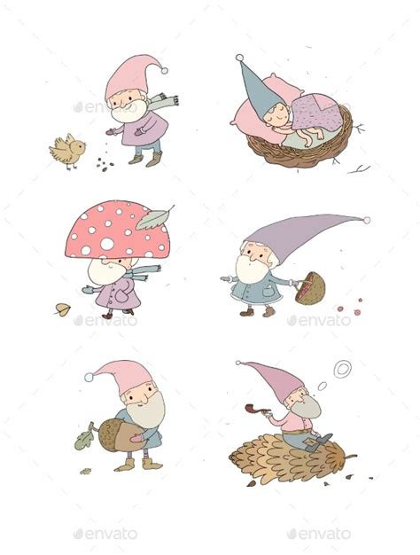 Cartoon Garden Gnomes, Vectors | GraphicRiver