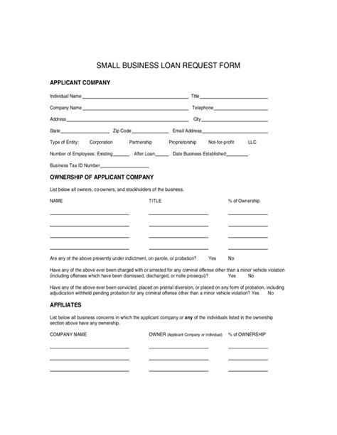 Small Business Loan Application Form Free Download