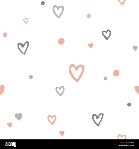 Vector cute romantic seamless pattern with doodle cartoon hearts. Kids or girls background Stock ...