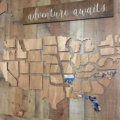 Such an awesome idea! Wooden wall map of all 50 states, add family photos from when you visited ...