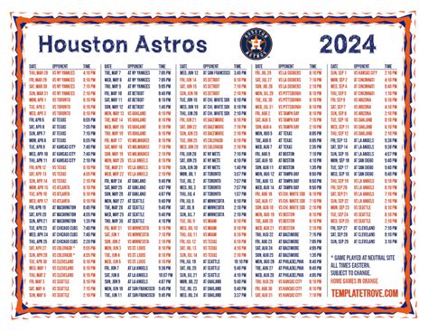 Astros Printable Schedule 2024 Houston Astros 2024 Regular S