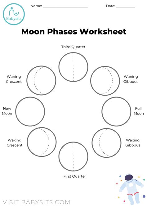 Phases of the Moon Space Crafts for Kids with Moon Phases Worksheet