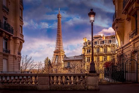 Eiffel Tower view from the street, Paris, France