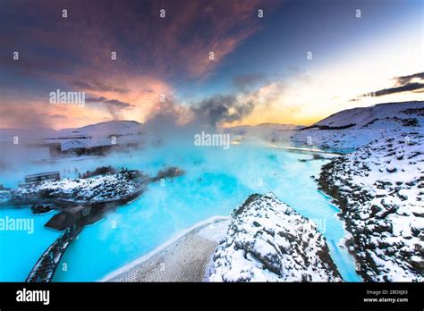 Blue lagoon hot spring spa in Iceland in Winter Stock Photo - Alamy