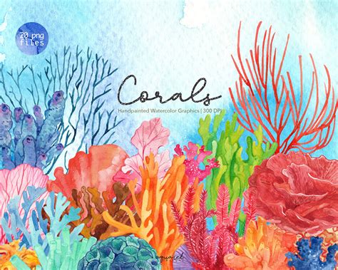 Watercolor Coral Reef Clipart Under the Sea Clipart, Coral Reef Clipart, Ocean Clipart, Sea ...