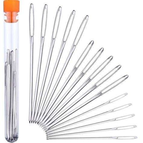 15 Pieces Blunt Needles stainless steel Large-Eye Yarn Knitting Needles ...