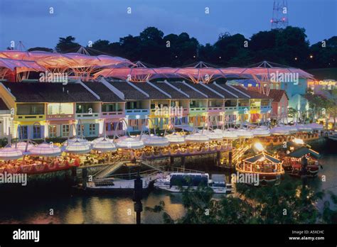 Singapore Clarke Quay bars restaurants Stock Photo - Alamy