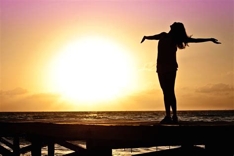 Free picture: silhouette, sunrise, woman, beach