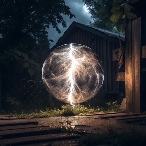 Premium AI Image | The ball lightning closeup on a black background an unusual unique natural ...