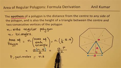 Derivation of Formula for Area of Regular Polygons with Side and apothem - YouTube