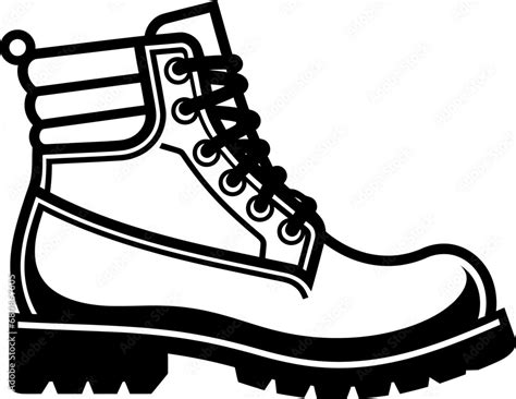 Hiking boots silhouette icon in black color. Vector template for tattoo or laser cutting. Stock ...