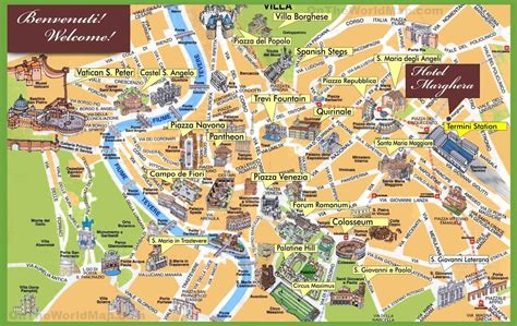 Roma monumentos mapa de puntos de referencia en el mapa de Roma (Lazio ...