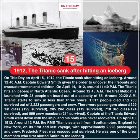 1912, The Titanic sank after hitting an iceberg : r/titanic