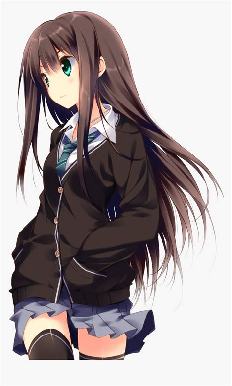 Anime Girl With Brown Hair And Blue Eyes Png , Png - Anime Girl Brown Hair Blue Eyes ...