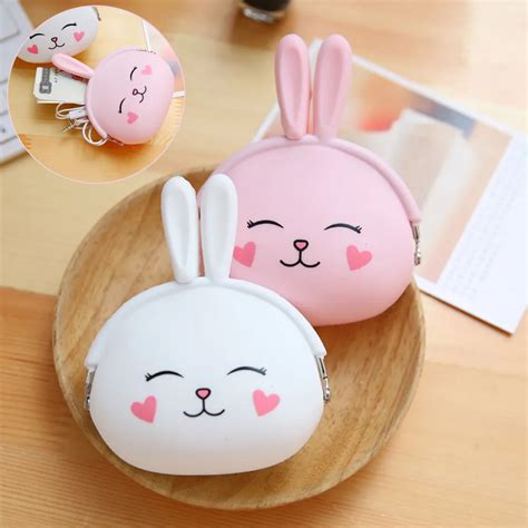 small wallet for coins kids cute rabbit silicone small wallet for girls boys coins credit cards ...