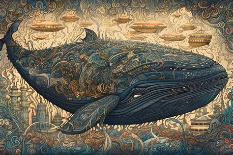 Illustrazione artistiche | THE WHALE: Majestic Royal Blue Whale, underwater textures | Europosters