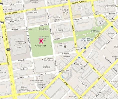 San Francisco civic center map - Map of San Francisco civic center (California - USA)