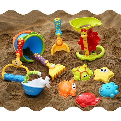 11pcs Funny Kids Beach Sand Game Toys Set Shovels Rake Hourglass Bucket Children Outdoor Beach ...