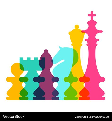 Colorful transparent chess pieces on white Vector Image