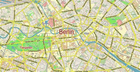 Berlin Map Printable Vector Exact City Plan Adobe Illustrator Street ...