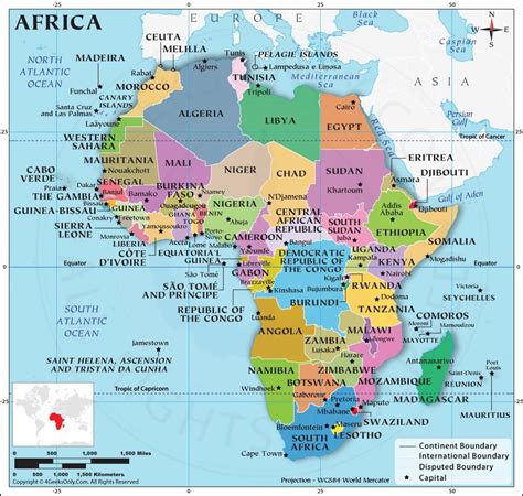 Africa Map with Capitals, Map of African Countries, Africa Continent Map