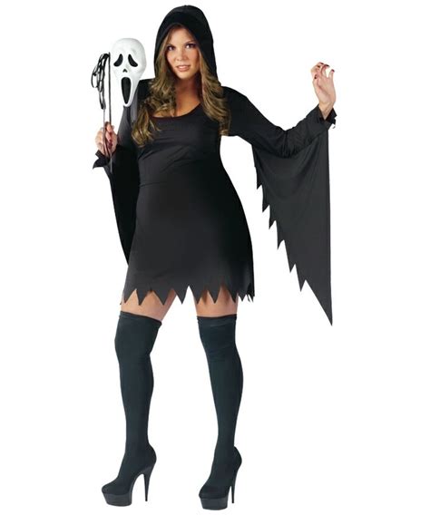 Ghost Scream Face Adult Costume Plus Size - Women Ghost Costumes