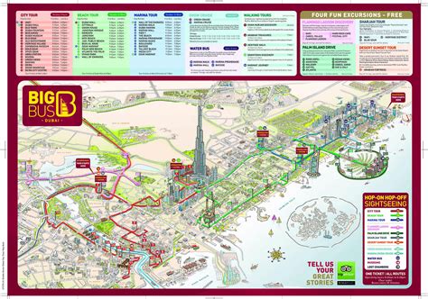 Dubai Attractions Map PDF - FREE Printable Tourist Map Dubai, Waking Tours Maps 2020