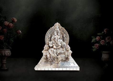 Silver Ganesh Idol - Buy Indian Handicraft Online call on 9163999806