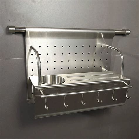 Kitchen tool holder stainless steel hook cutting tool chopsticks seasoning cutting board shelf ...