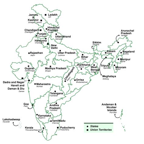 India Political Map With States And Capitals