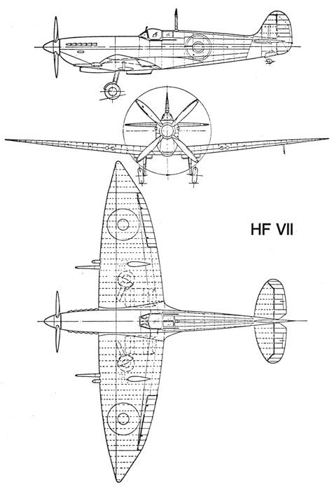 Supermarine Spitfire Blueprint - Download free blueprint for 3D modeling | Supermarine spitfire ...