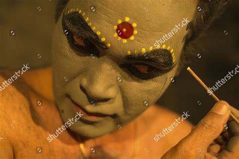 Model Released Kathakali Dancer Applying Makeup Editorial Stock Photo - Stock Image | Shutterstock