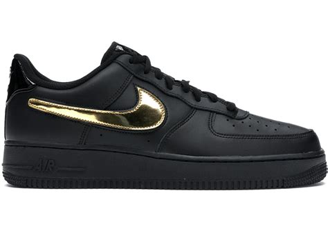 Nike Air Force 1 Black Metallic Gold Removable Swoosh Pack - CT2252-001