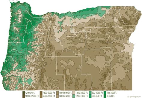 Oregon Physical Map and Oregon Topographic Map