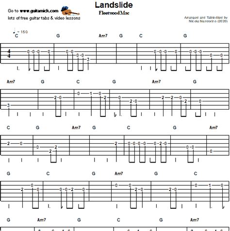 Landslide - Fleetwood Mac | Easy Guitar Tab - GuitarNick.com