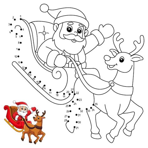 Premium Vector | Dot to dot christmas santa sleigh coloring page