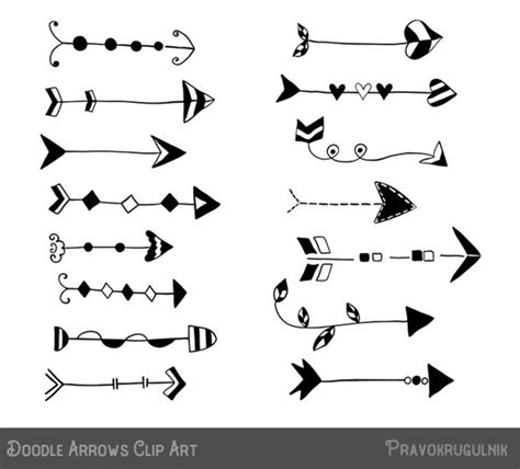 Rustic Arrow Clipart, Doodle Arrow Clipart Set, Hand Drawn Arrow Clip ...