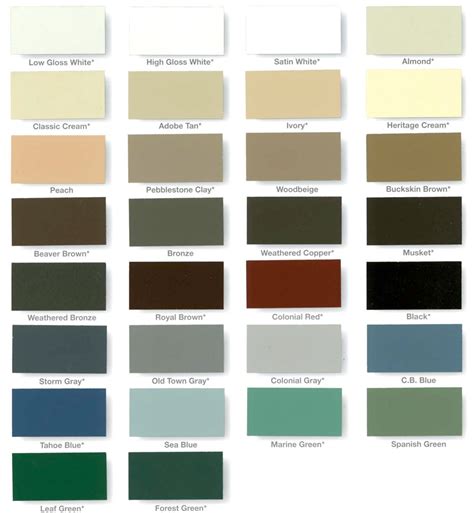 Rain Gutter Color Chart | Los Angeles Rain Gutter Company