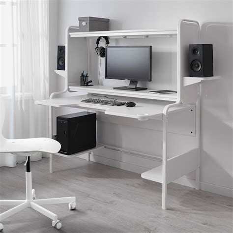 FREDDE gaming desk, white, 140/185x74x146 cm - IKEA