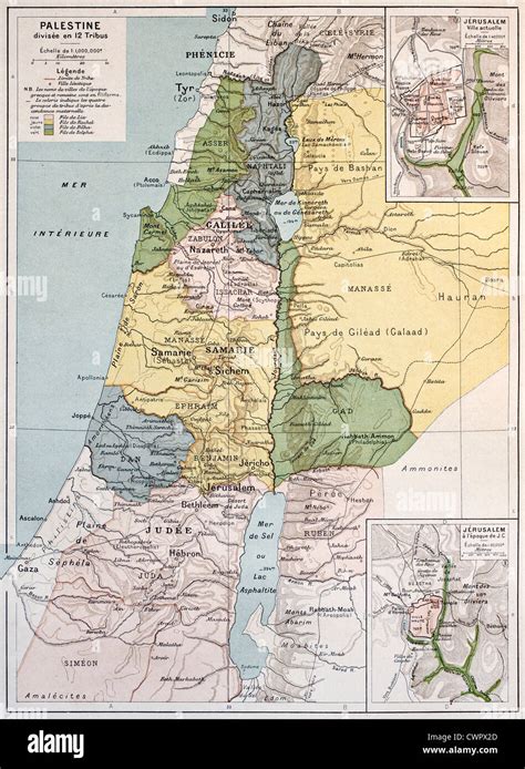 Palestine tribes old map Stock Photo - Alamy