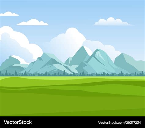 Mountains background outdoor green meadows Vector Image