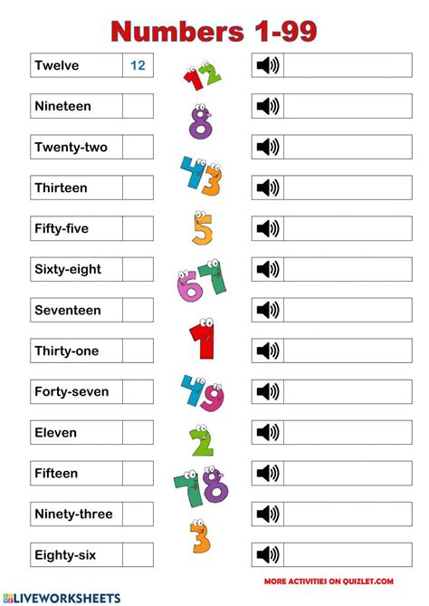 Cardinal numbers online worksheet for Beginner. You can do the exercises online or dow… | Number ...