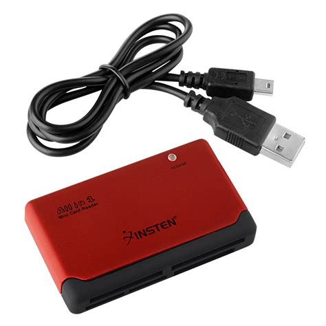 Insten 483581 26-In-1 USB Memory Card Reader, Red (Supports Compact Flash CF Micro Drive SDHC SD ...