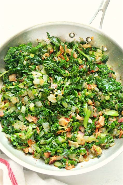 Sauteed Kale with Bacon - Crunchy Creamy Sweet