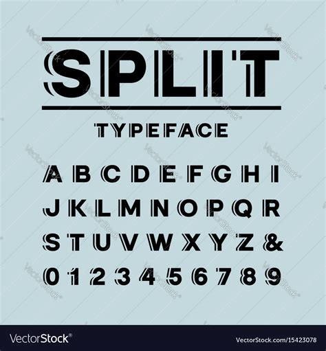 Bold font alphabet with split effect letters Vector Image